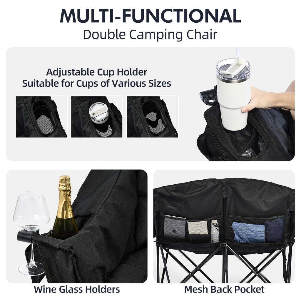 Double Camping Chairs Allblack
