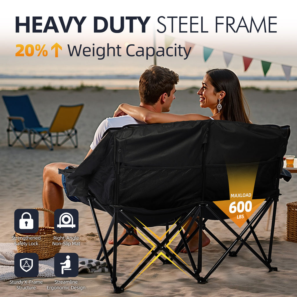 Double Camping Chairs Allblack
