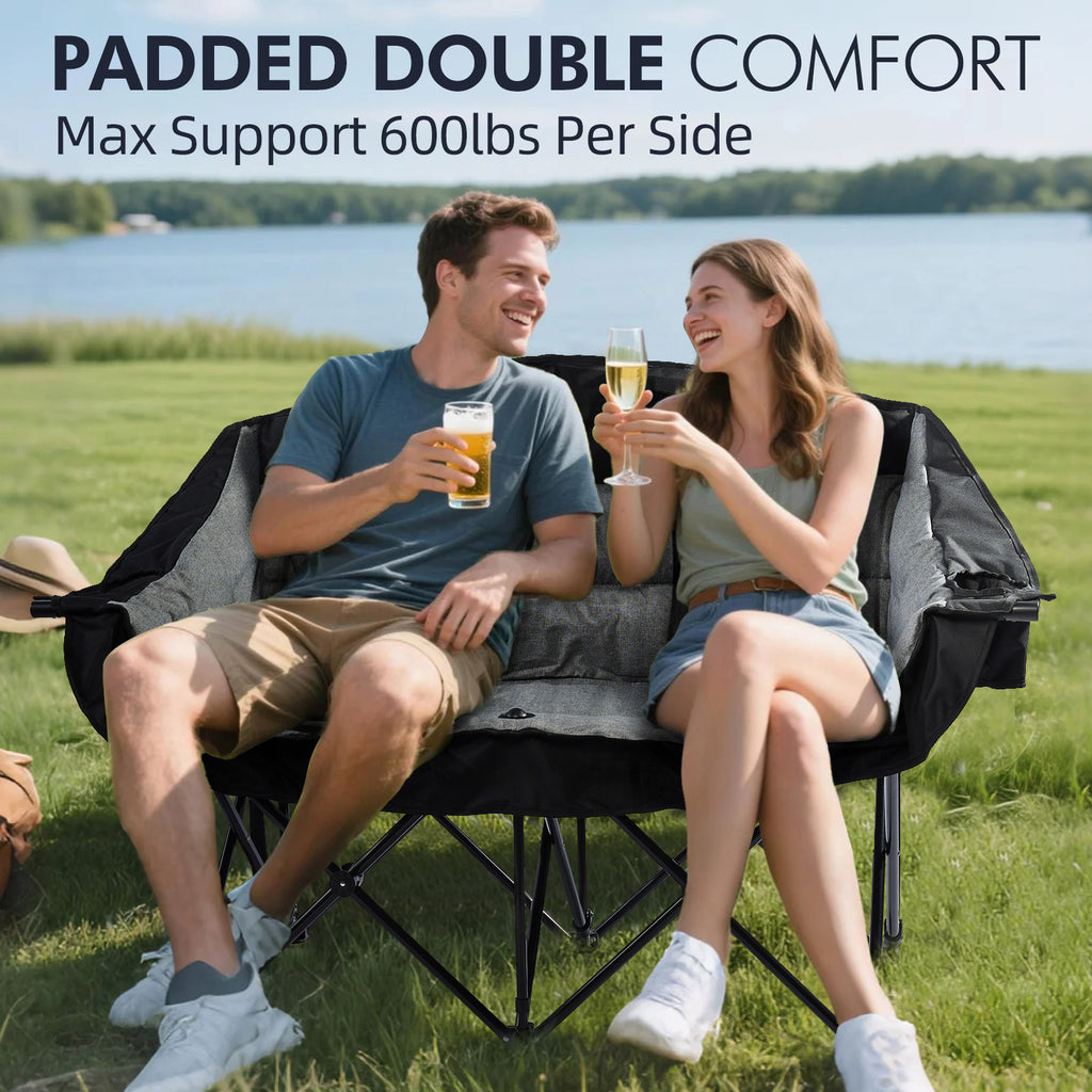 Double Camping Chairs Grey