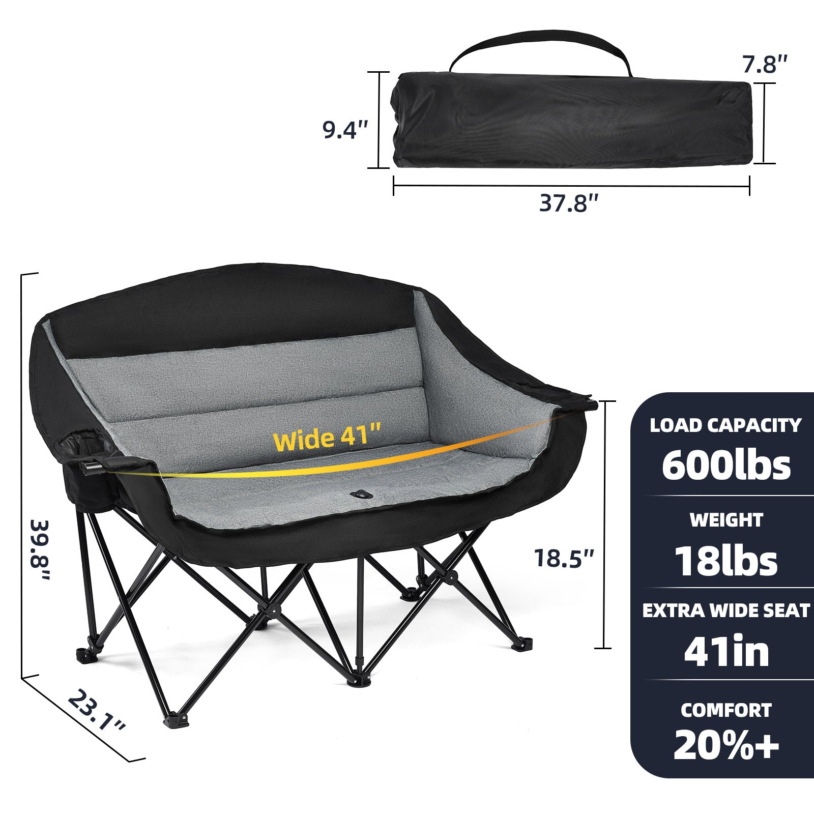 Double Camping Chairs Grey