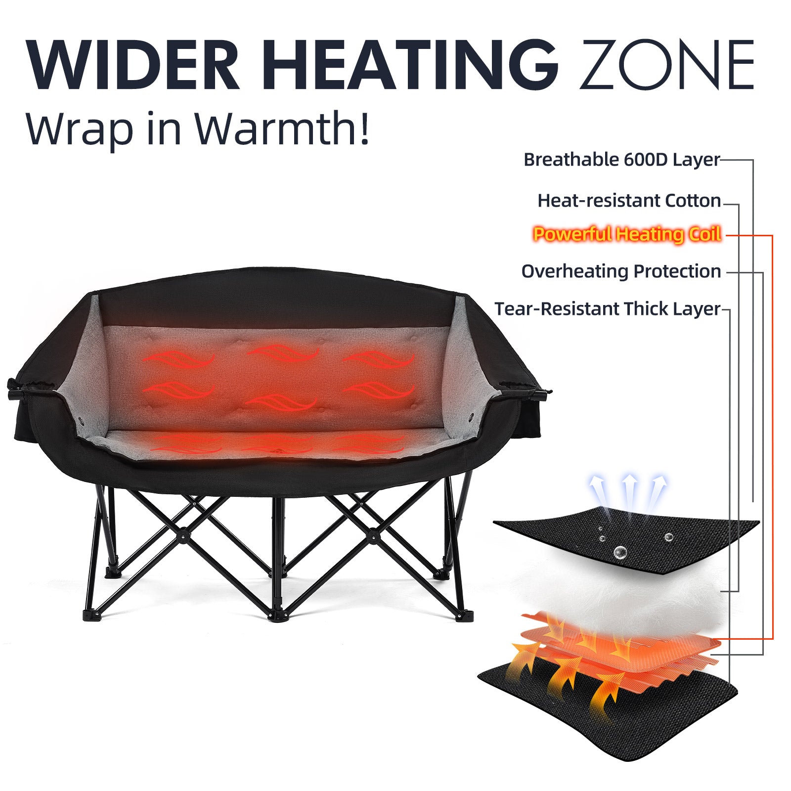 Heated Double Camping Chairs