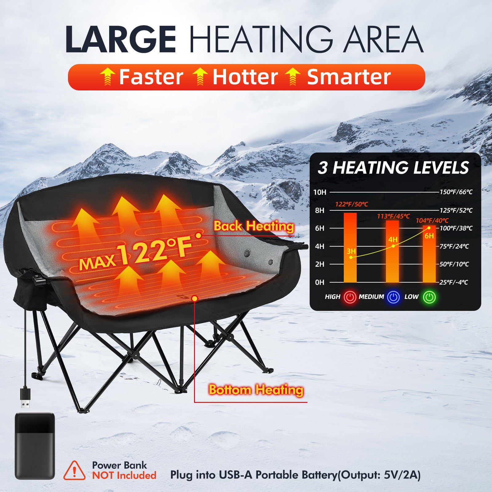 Heated Double Camping Chairs